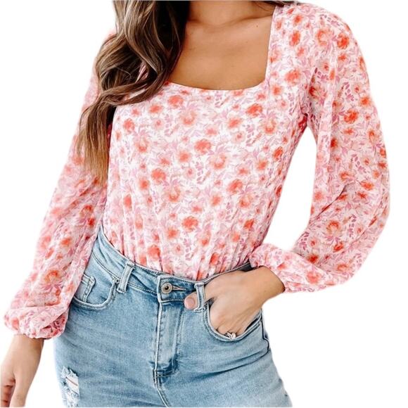 Peach Love California Tops - Peach love California floral bodysuit size large
